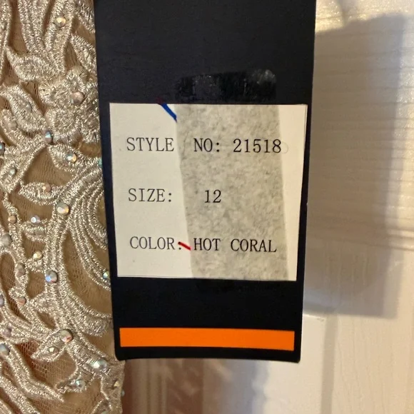 Red Maxi Evening Dress with Cream Lace Accents - Picture 3 of 5